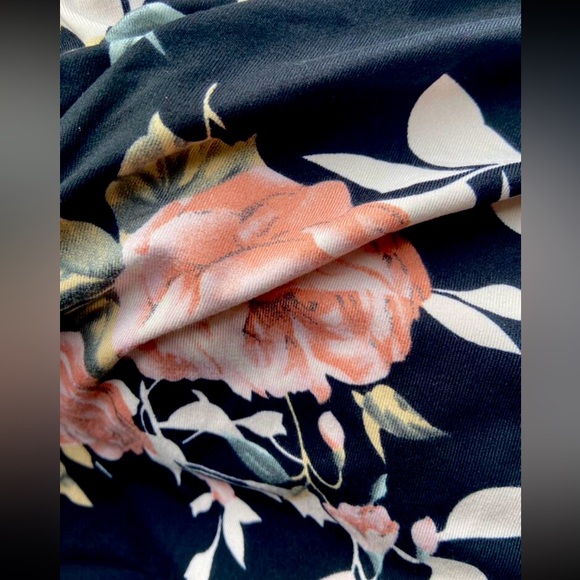 Black Floral Pencil Midi Dress Slim Sheath - Picture 8 of 15